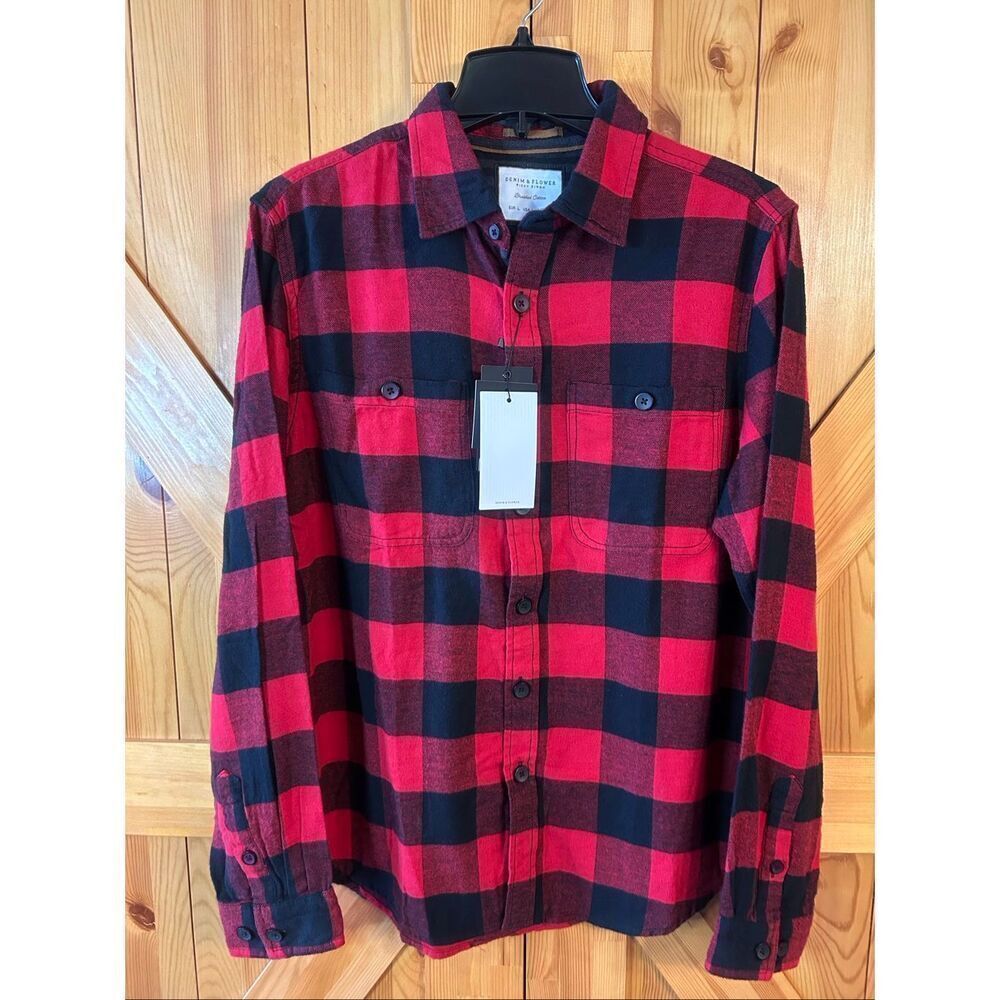 Denim & Flower Ricky Singh Buffalo Plaid Button Down Shirt NWT Size Large (5523)